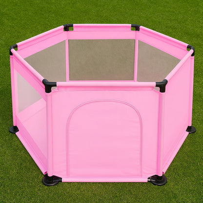 Дитячий складний манеж з сіткою, Рожевий / Інтерактивний манеж для дітей / Манеж-ігровий майданчик