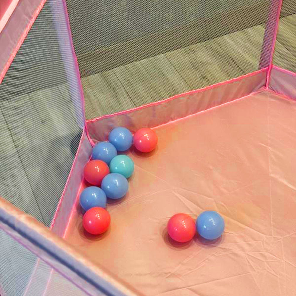 Дитячий складний манеж з сіткою, Рожевий / Інтерактивний манеж для дітей / Манеж-ігровий майданчик