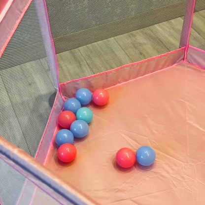 Дитячий складний манеж з сіткою, Рожевий / Інтерактивний манеж для дітей / Манеж-ігровий майданчик