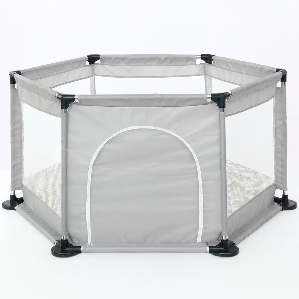 Дитячий складний манеж з сіткою, Сірий / Інтерактивний манеж для дітей / Манеж-ігровий майданчик