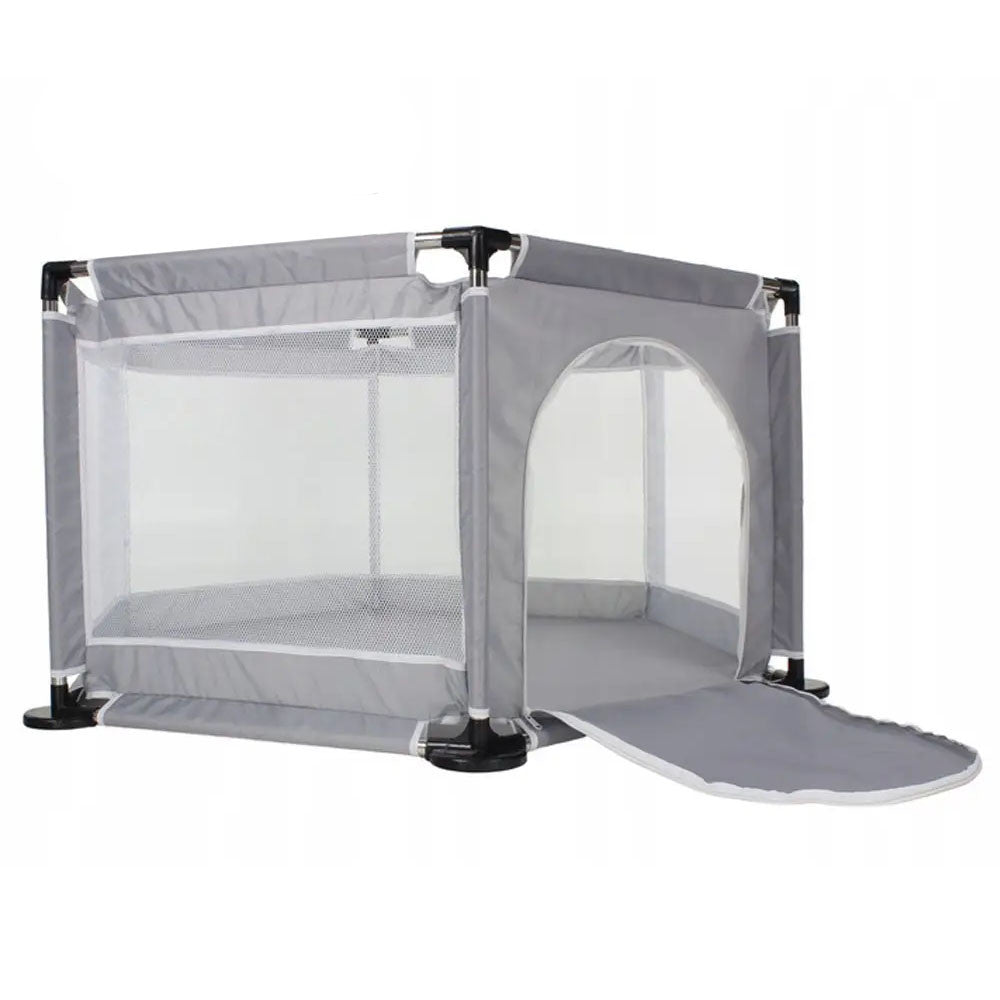 Дитячий складний манеж з сіткою, Сірий / Інтерактивний манеж для дітей / Манеж-ігровий майданчик
