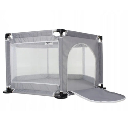 Дитячий складний манеж з сіткою, Сірий / Інтерактивний манеж для дітей / Манеж-ігровий майданчик