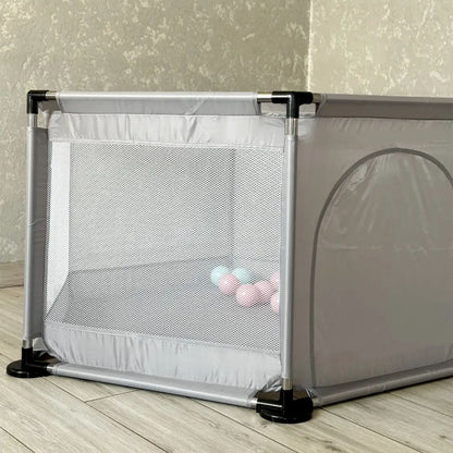 Дитячий складний манеж з сіткою, Сірий / Інтерактивний манеж для дітей / Манеж-ігровий майданчик