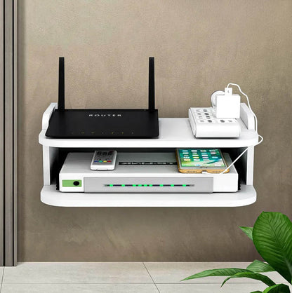 Настінна полиця для роутера 2-х рівнева / Пряма полиця для маршрутизатора / Коробка для роутера