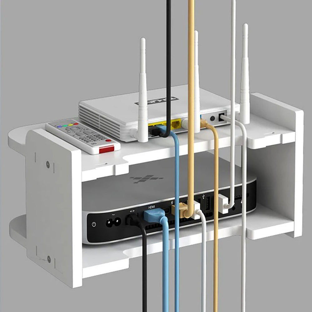 Настінна полиця для роутера 2-х рівнева / Пряма полиця для маршрутизатора / Коробка для роутера
