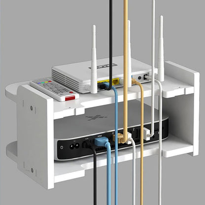 Настінна полиця для роутера 2-х рівнева / Пряма полиця для маршрутизатора / Коробка для роутера