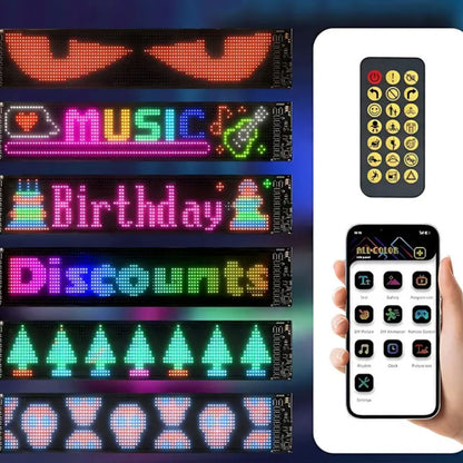 LED світлодіодний екран для авто 16×96, Bluetooth, USB + пульт / Гнучка LED панель / Гнучкий екран з анімацією