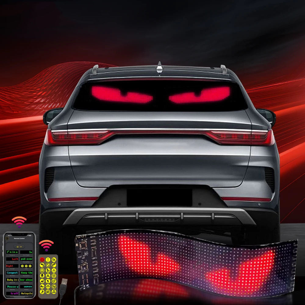 LED світлодіодний екран для авто 16×96, Bluetooth, USB + пульт / Гнучка LED панель / Гнучкий екран з анімацією