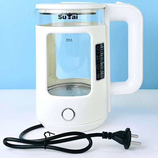 Скляний електрочайник з підсвічуванням, 2.3л, 1500Вт, Su Tai ST-2078, Білий / Електричний чайник дисковий