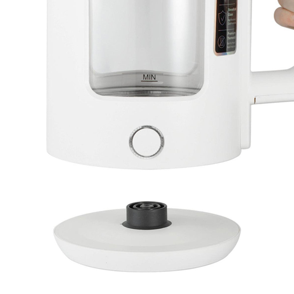 Скляний електрочайник з підсвічуванням, 2.3л, 1500Вт, Su Tai ST-2078, Білий / Електричний чайник дисковий