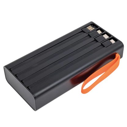 Повербанк на 20000 mAh + 4 кабелі, 2хUSB, Чорний / PowerBank з ліхтариком / Павербанк для телефону