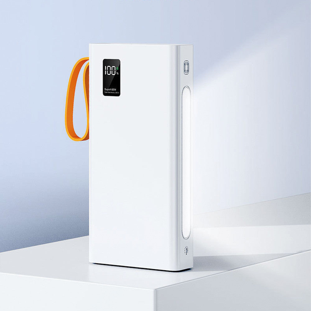 Повербанк на 20000 mAh + 4 кабелі, 2хUSB, Білий / PowerBank з ліхтариком / Павербанк для телефону