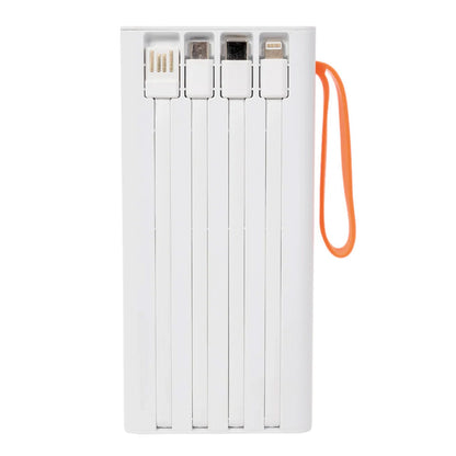 Повербанк на 20000 mAh + 4 кабелі, 2хUSB, Білий / PowerBank з ліхтариком / Павербанк для телефону