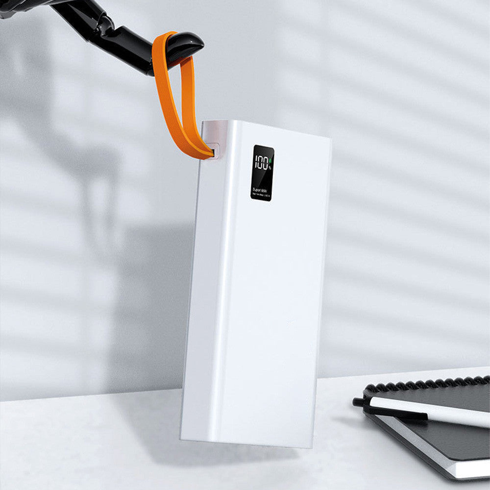 Повербанк на 20000 mAh + 4 кабелі, 2хUSB, Білий / PowerBank з ліхтариком / Павербанк для телефону