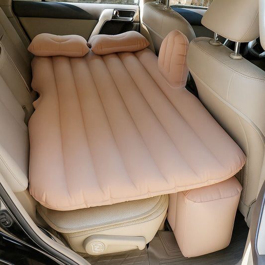 Матрац на заднє сидіння 135x80см + насос, Бежевий / Надувний матрац в машину / Ліжко-матрац
