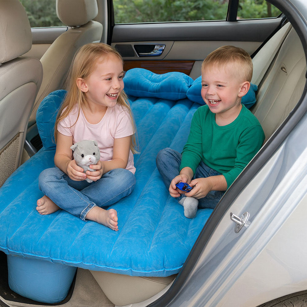 Автоматичний матрац на заднє сидіння 135x80см + насос, Синій / Матрац надувний в машину / Ліжко-матрац