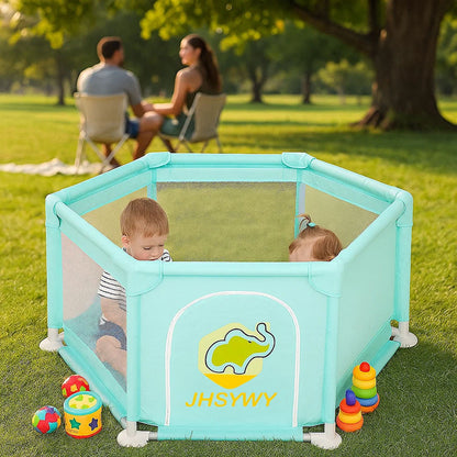 Дитячий складний манеж з сіткою, Зелений / Інтерактивний манеж для дітей / Манеж-ігровий майданчик