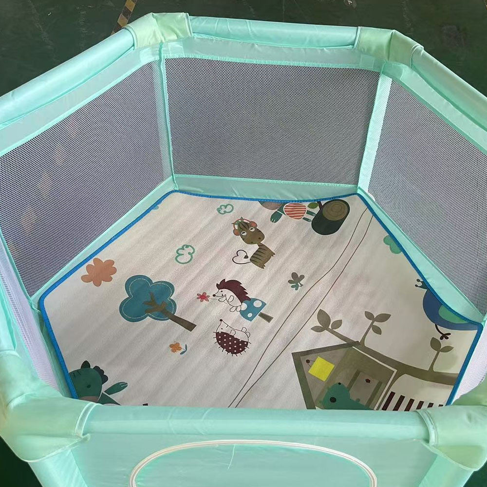 Дитячий складний манеж з сіткою, Зелений / Інтерактивний манеж для дітей / Манеж-ігровий майданчик