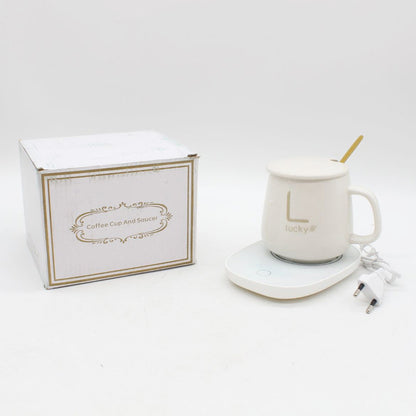 Чашка 400мл на підставці з підігрівом до +55 °С, Біла / Чашка керамічна з ложкою