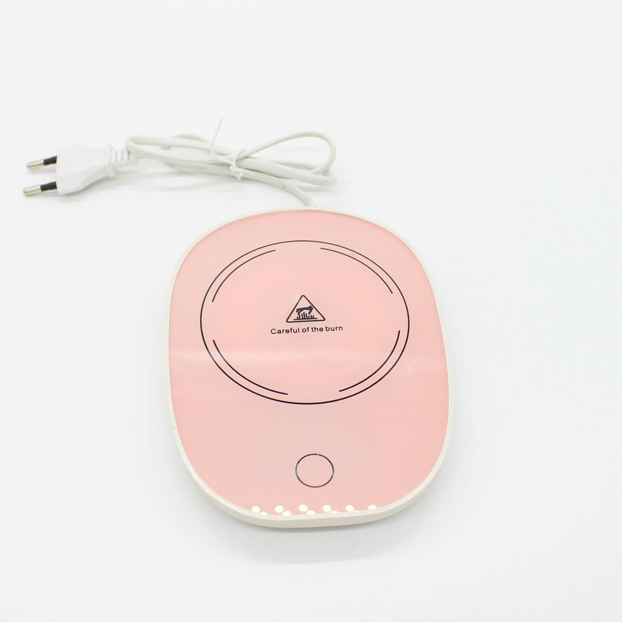 Чашка 400мл на підставці з підігрівом до +55 °С, Рожева / Чашка керамічна з ложкою в подарунковій упаковці