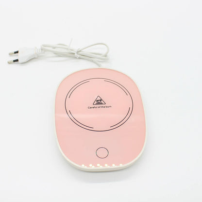 Чашка 400мл на підставці з підігрівом до +55 °С, Рожева / Чашка керамічна з ложкою в подарунковій упаковці