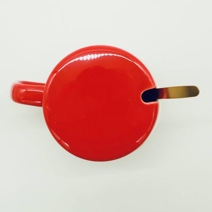 Чашка 400мл на підставці з підігрівом до +55 °С, Червоний / Чашка керамічна з ложкою в подарунковій упаковці
