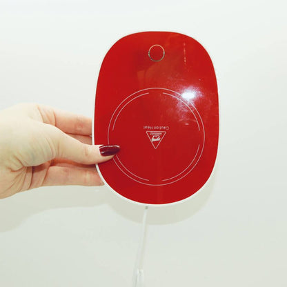 Чашка 400мл на підставці з підігрівом до +55 °С, Червоний / Чашка керамічна з ложкою в подарунковій упаковці