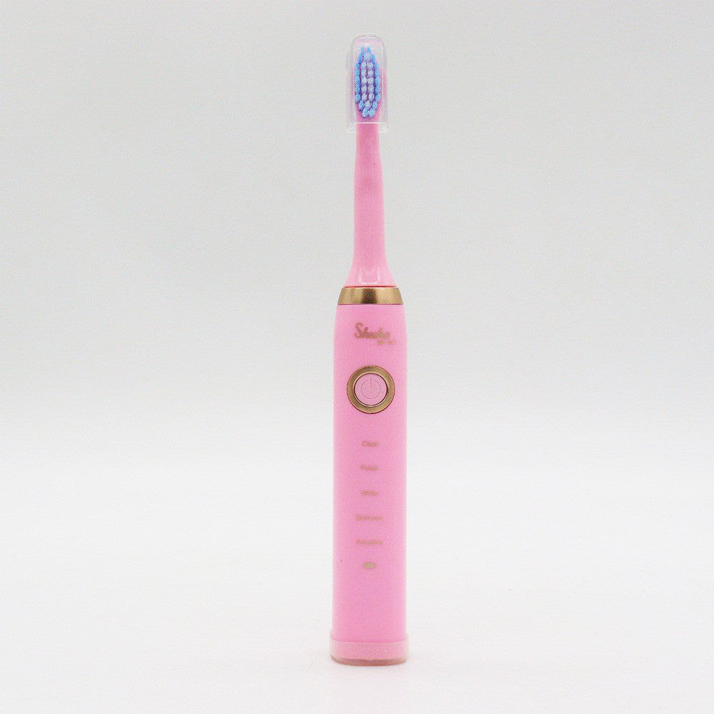 Електрична зубна щітка Shuke з 4 насадками Рожева / Акумуляторна зубна щітка / Зубні щітки