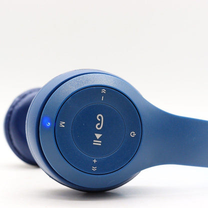 Бездротові Bluetooth навушники з котячими вушками та підсвічуванням Cat Miu Star P47 Сині / Дитячі навушники