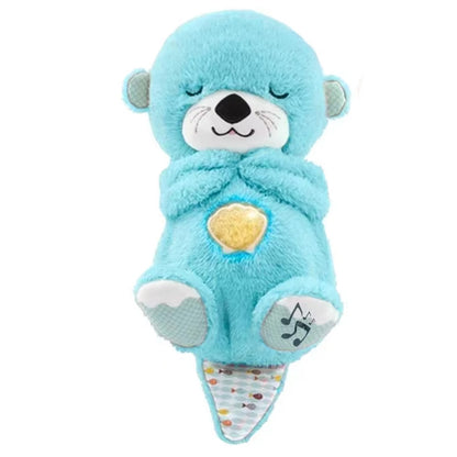 М'яка іграшка нічник з функцією дихання від батарейок, «Видра» 33,5см, Блакитний / Дитячий нічник / Нічник іграшка