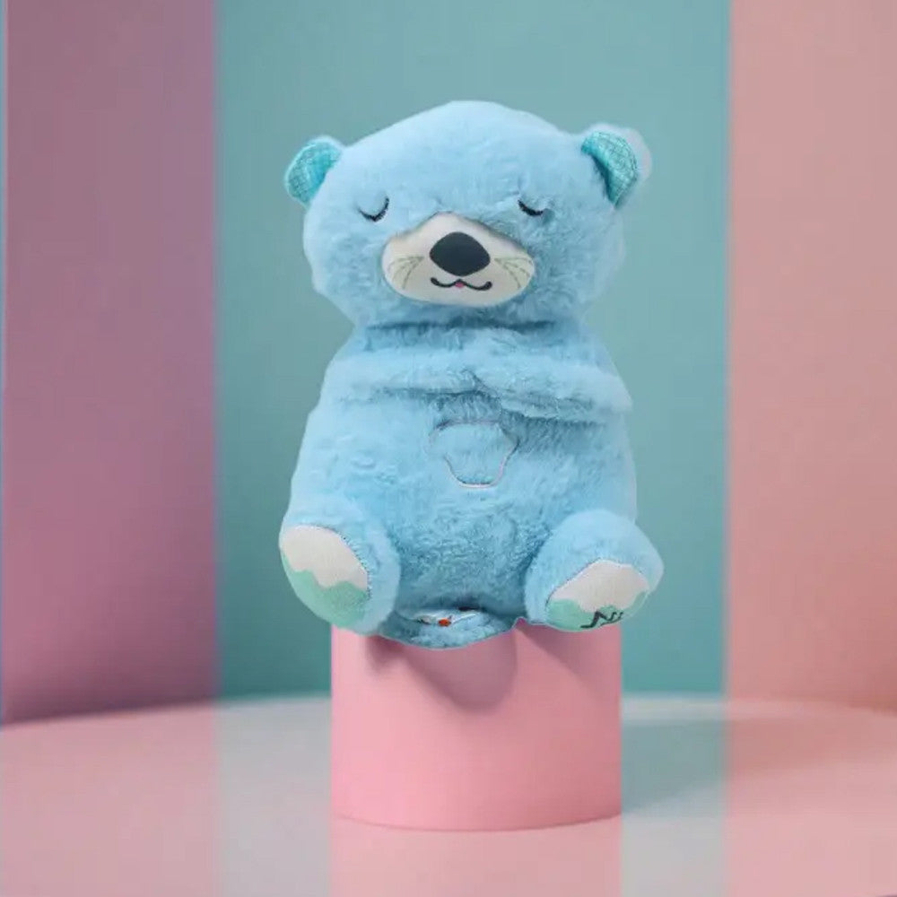 М'яка іграшка нічник з функцією дихання від батарейок, «Видра» 33,5см, Блакитний / Дитячий нічник / Нічник іграшка