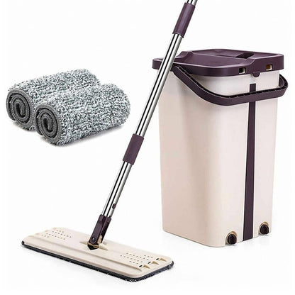 Комплект швабра та відро з самовіджимом 3,5л, Scratch Cleaning Mop, Бежева / Набір для прибирання / Швабра ледарка