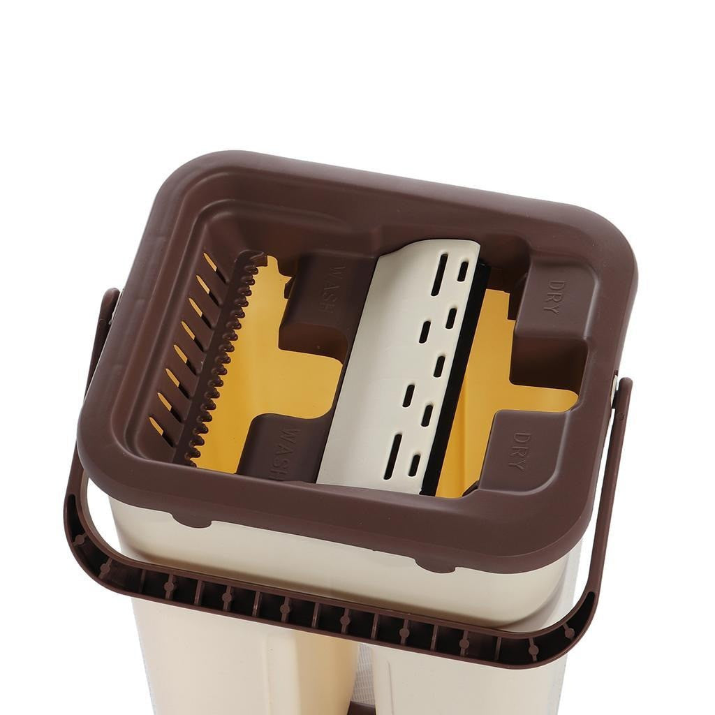 Комплект швабра та відро з самовіджимом 3,5л, Scratch Cleaning Mop, Бежева / Набір для прибирання / Швабра ледарка