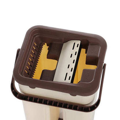 Комплект швабра та відро з самовіджимом 3,5л, Scratch Cleaning Mop, Бежева / Набір для прибирання / Швабра ледарка