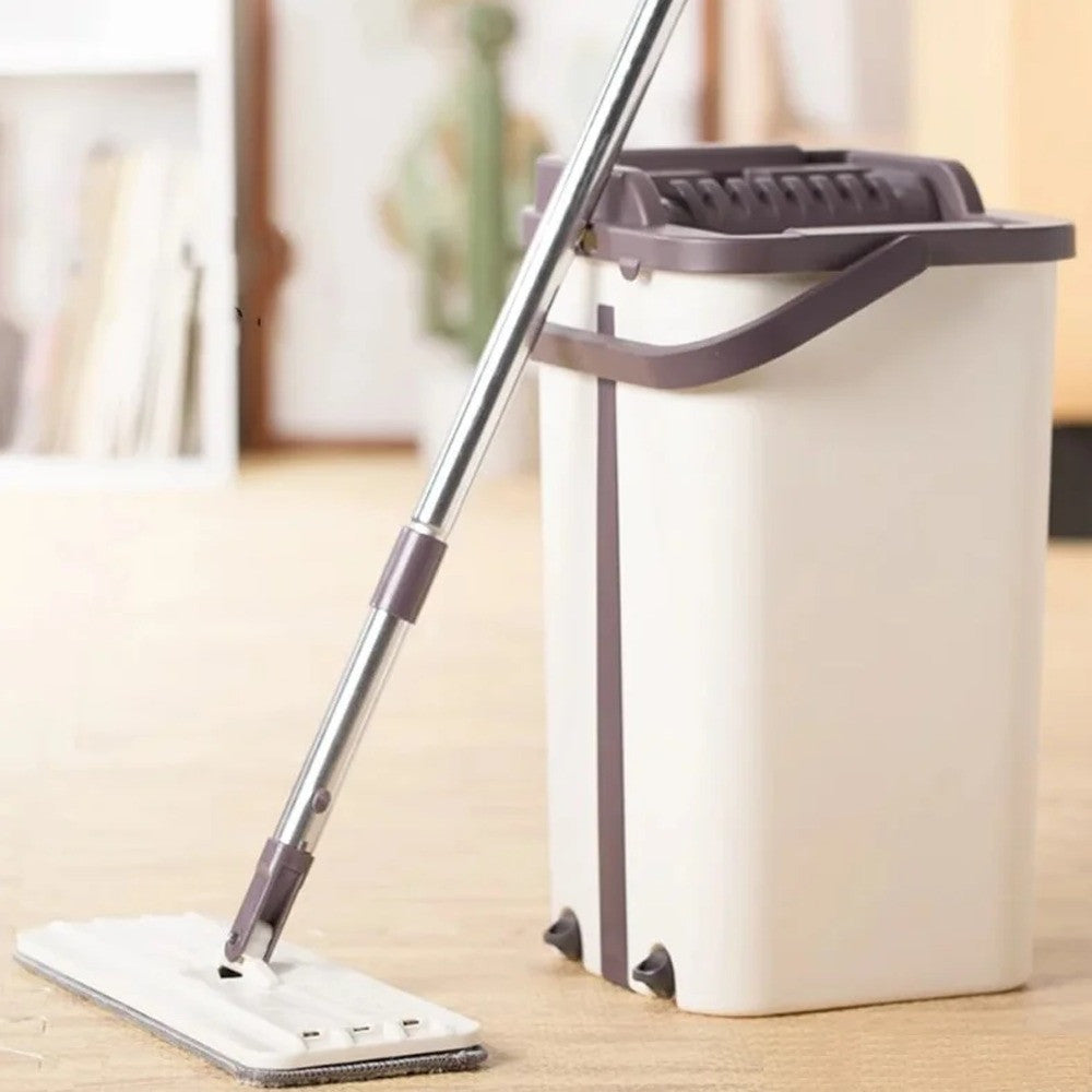 Комплект швабра та відро з самовіджимом 3,5л, Scratch Cleaning Mop, Бежева / Набір для прибирання / Швабра ледарка