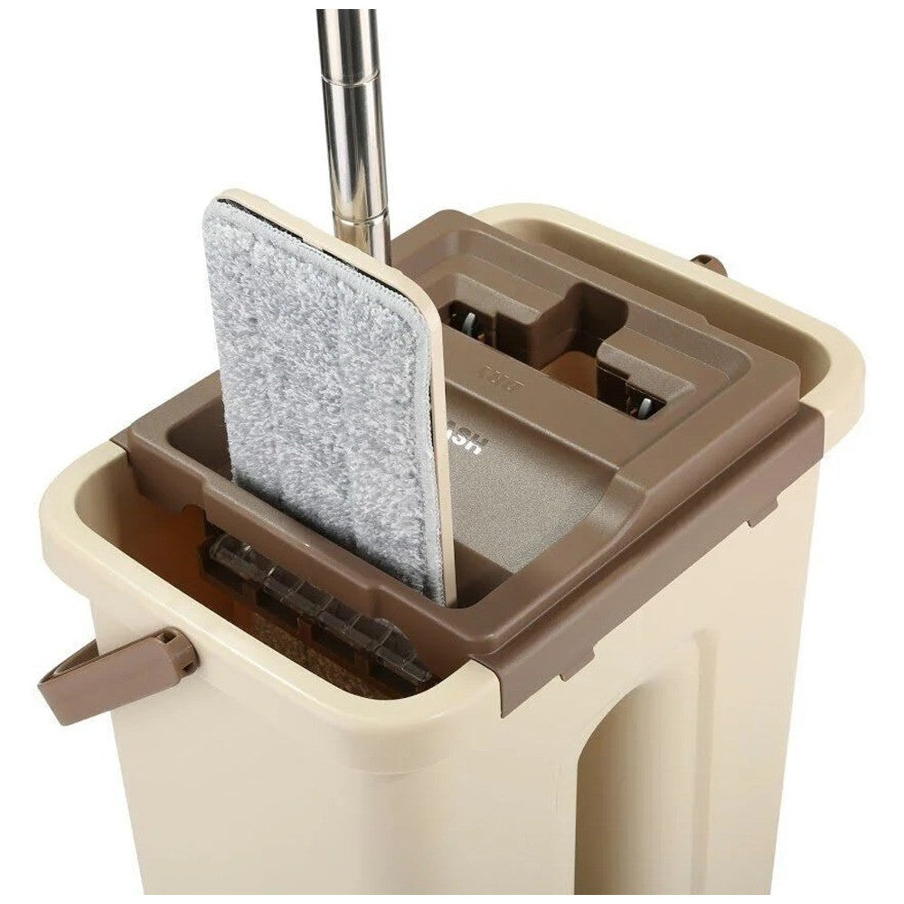 Комплект швабра та відро з самовіджимом 3,5л, Scratch Cleaning Mop, Бежева / Набір для прибирання / Швабра ледарка
