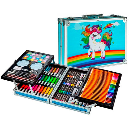Набір для малювання у валізі 145 предметів / Дитячий набір для творчості / Набір художника