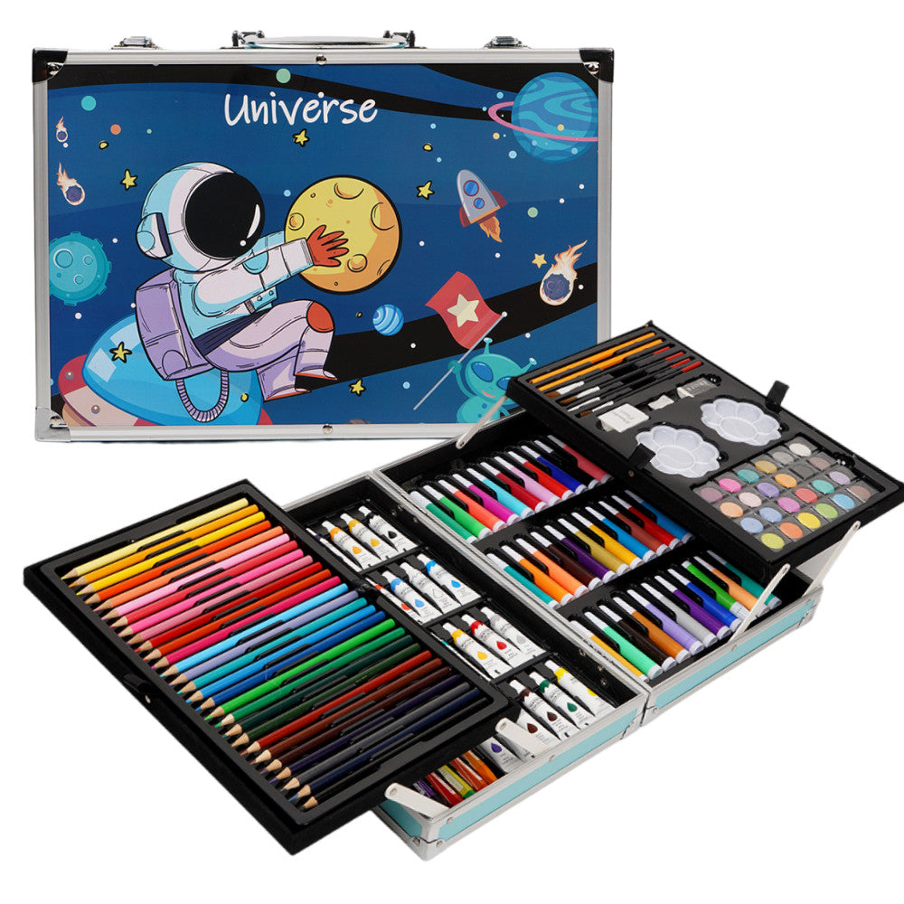 Набір для малювання у валізі 145 предметів, Синій / Дитячий набір для творчості / Набір художника