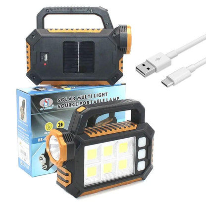 Ручний світлодіодний ліхтар-прожектор із сонячною панеллю та повербанком 2800мАч, 7+54 SMD, HS-8029-1-A