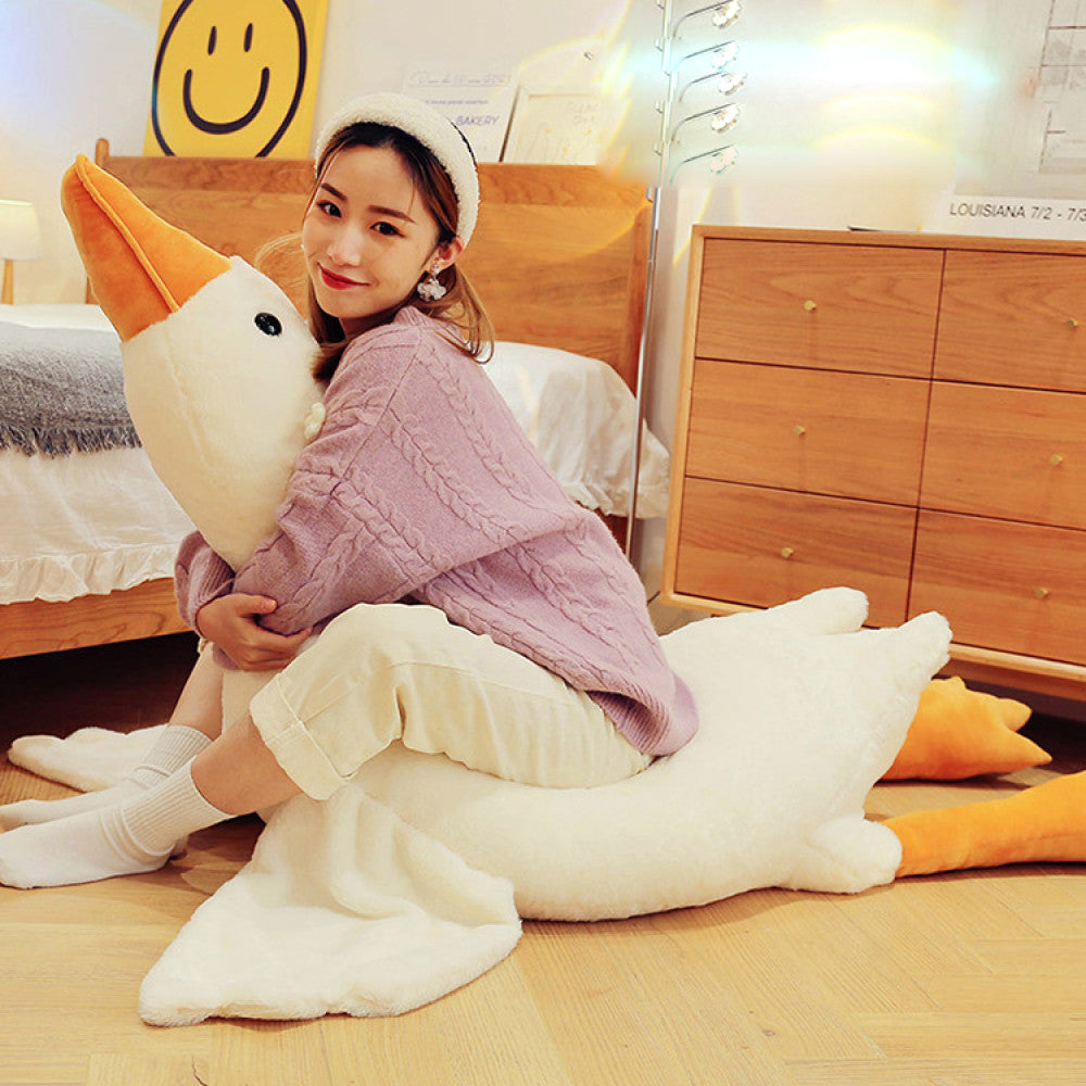 Плюшева іграшка Гусак 190 см, EL-2117-3, Білий / Подушка обіймашка качка / Іграшковий м'який довгий гусак