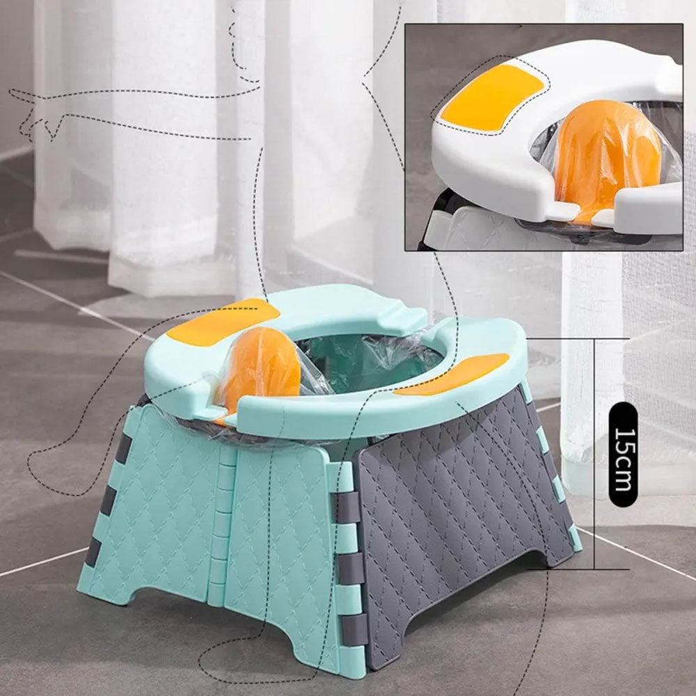 Переносний складний дитячий горщик, Чорна бірюза / Дитячий дорожній складний горщик