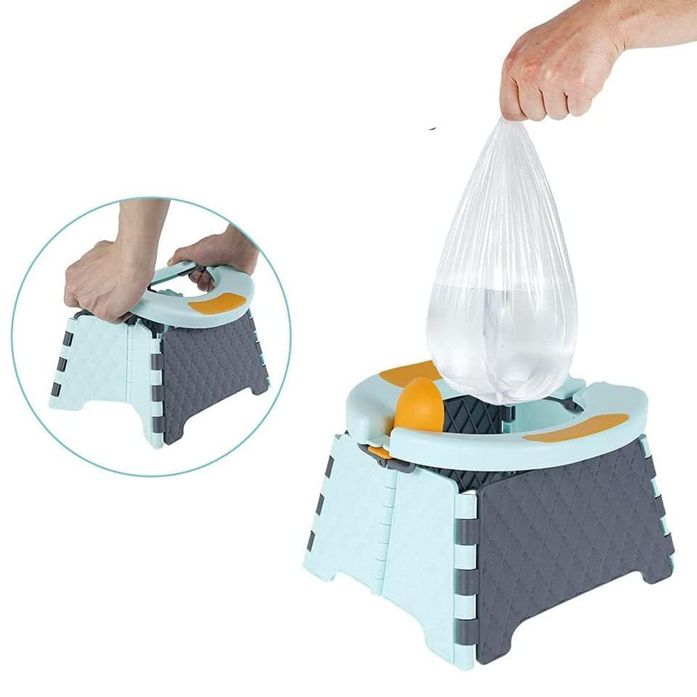 Переносний складний дитячий горщик, Чорна бірюза / Дитячий дорожній складний горщик