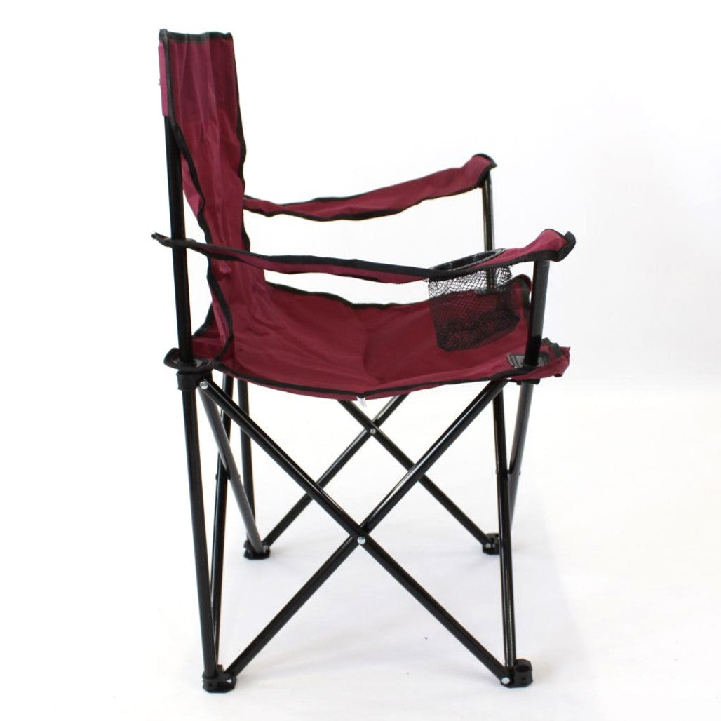 Складаний стілець зі спинкою, до 100 кг, в чохлі, 80х75х50 см, Бордовий / Складне крісло для риболовлі / Туристичний стілець