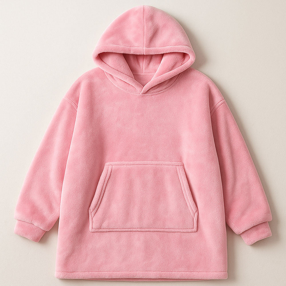 Оверсайз плед-халат з капюшоном 100х80см, Huggle Hoodie, Рожевий / Толстовка худі для дому / Плед з рукавами