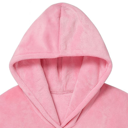 Оверсайз плед-халат з капюшоном 100х80см, Huggle Hoodie, Рожевий / Толстовка худі для дому / Плед з рукавами