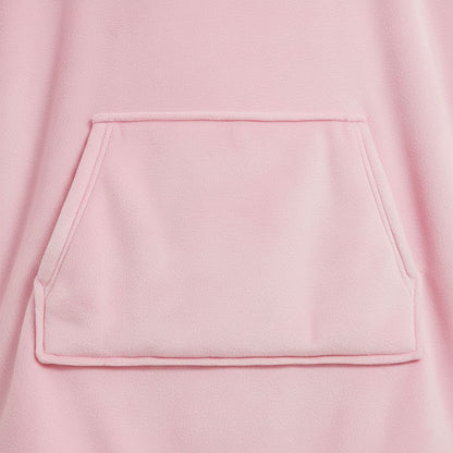 Оверсайз плед-халат з капюшоном 100х80см, Huggle Hoodie, Рожевий / Толстовка худі для дому / Плед з рукавами