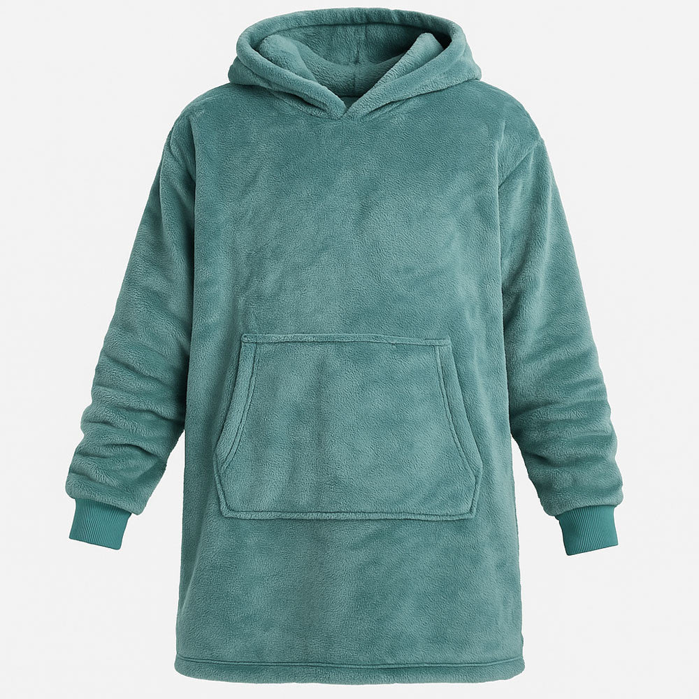 Оверсайз плед-халат з капюшоном 100х80см, Huggle Hoodie, Зелений / Толстовка худі для дому / Плед з рукавами