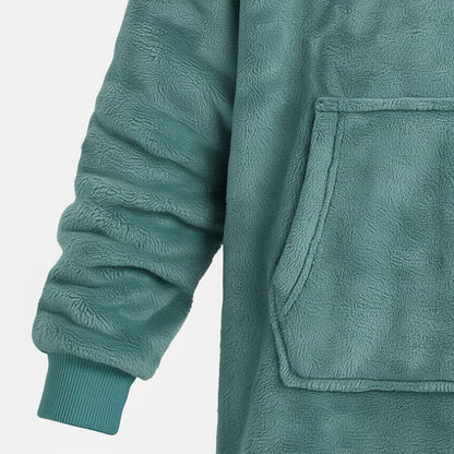 Оверсайз плед-халат з капюшоном 100х80см, Huggle Hoodie, Зелений / Толстовка худі для дому / Плед з рукавами