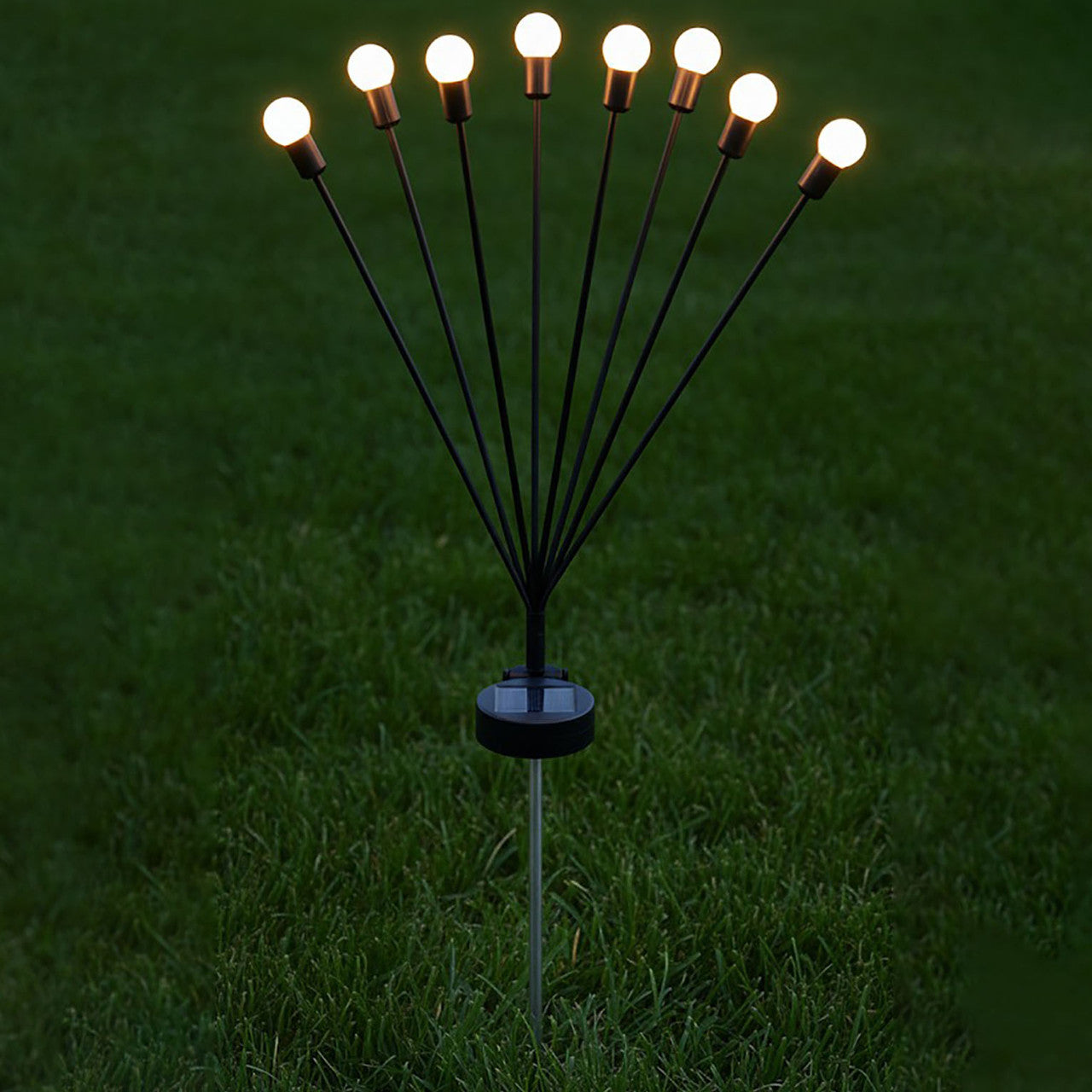 Садовий світильник на сонячній батареї 70см, 8 LED, Чорний / Газонний ліхтар для саду / Вуличний світильник у ґрунт