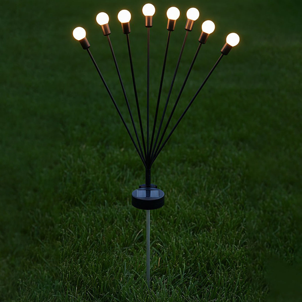 Садовий світильник на сонячній батареї 70см, 8 LED, Чорний / Газонний ліхтар для саду / Вуличний світильник у ґрунт